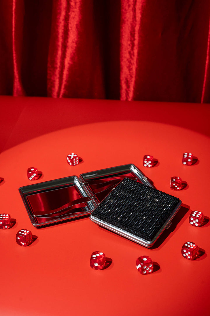 Rhinestone Cig Case- Black