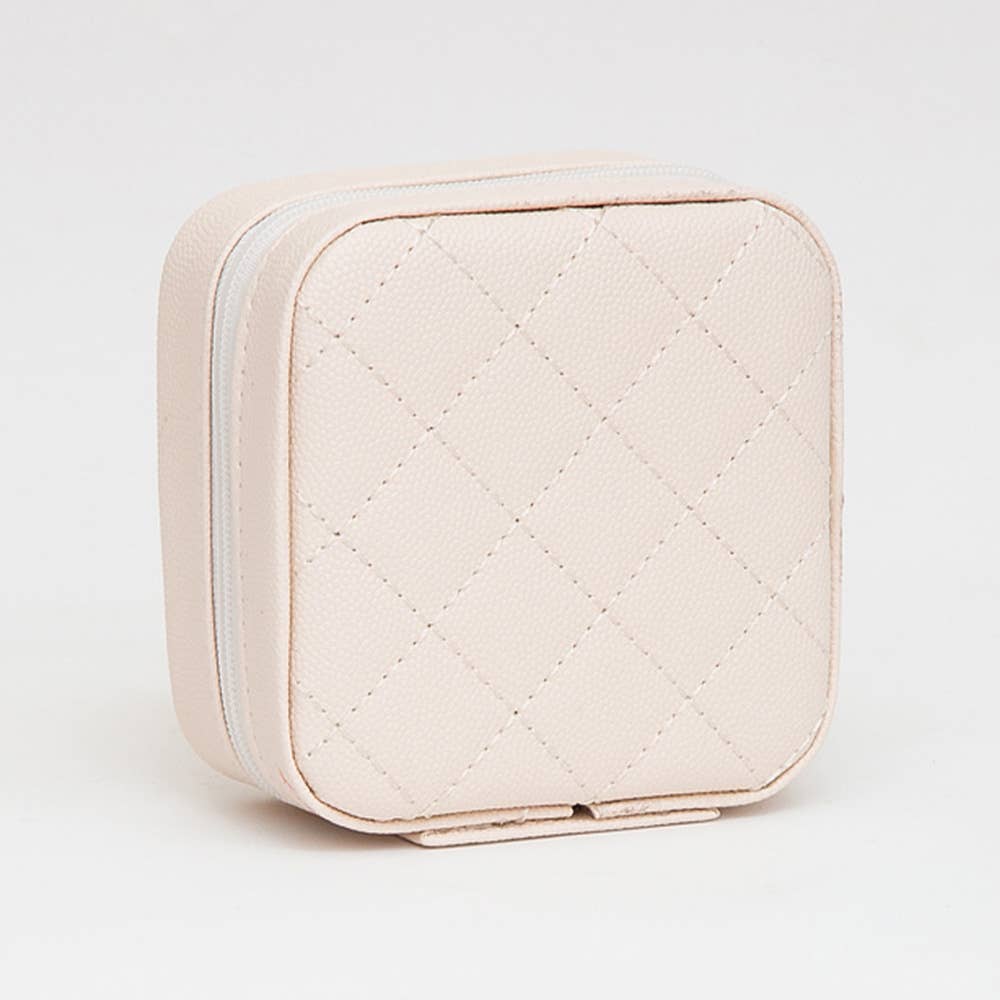Faux Caviar Leather Portable Square Jewelry Box
: Gold