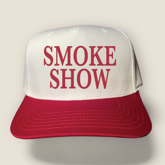 Smoke Show Classic Trucker Hat | White/Red: Red Embroidery
