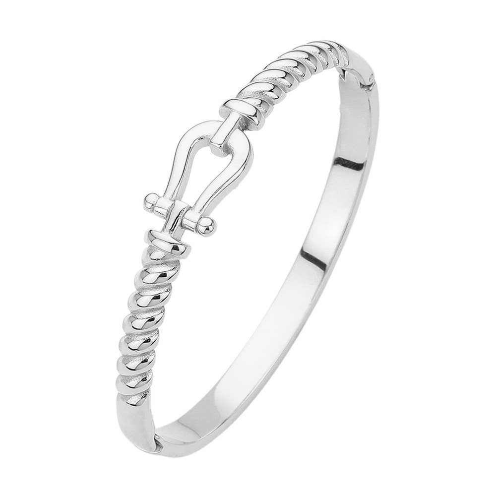 Shackle Hinged Bangle Bracelet: Gold