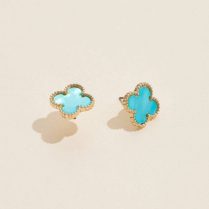 Enamel Quatrefoil Stud Earrings: GD / ONE