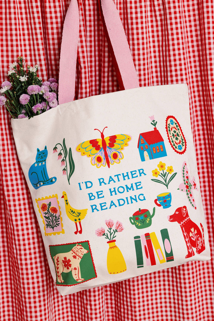 Canvas Tote, I'd Rather Be Home Reading