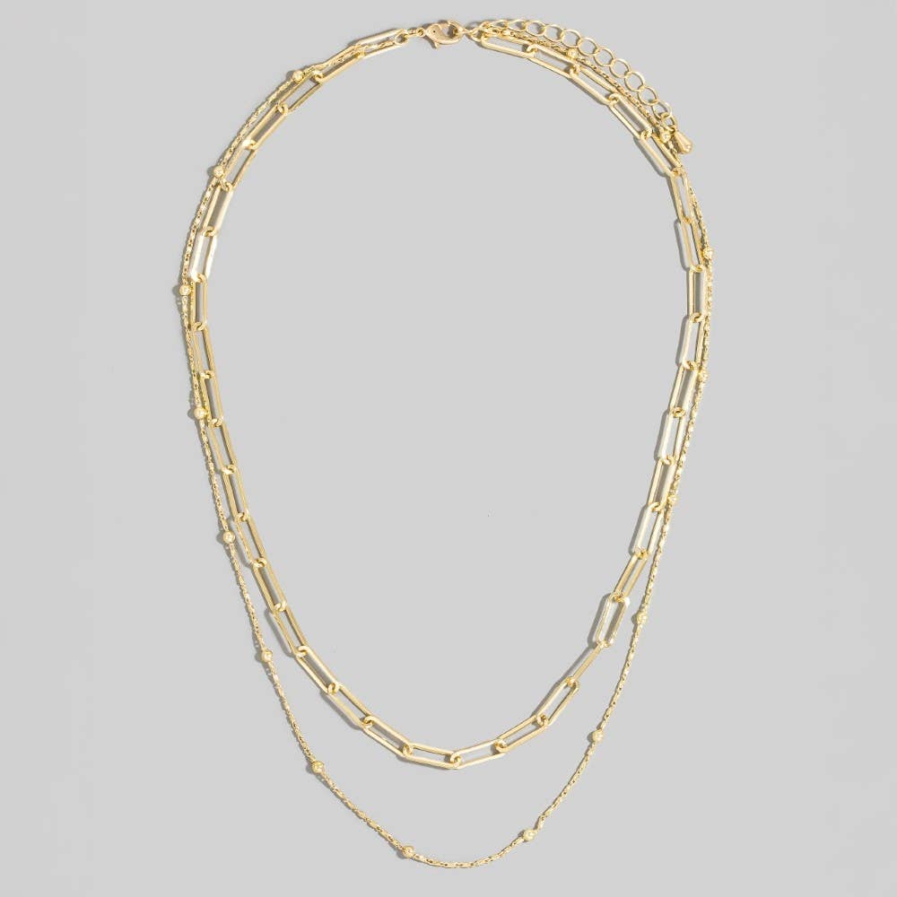 Dainty Mixed Layered Chain Necklace: Gold