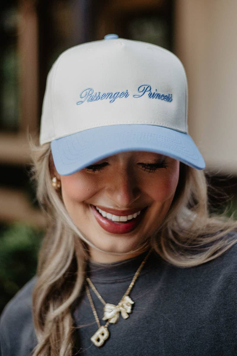 Passenger Princess Two-Toned Trucker Hats For Women: Light Blue and Tan