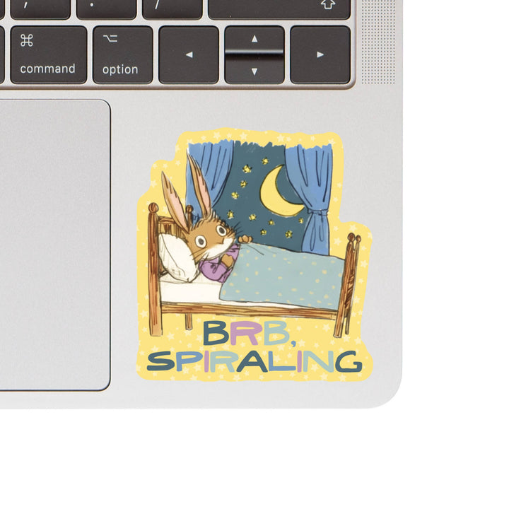 BRB, Spiraling Funny Bunny High Quality Vinyl Sticker