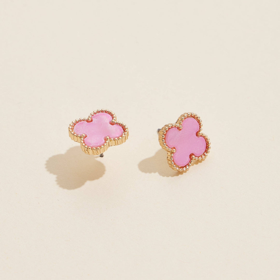 Enamel Quatrefoil Stud Earrings: GD / ONE