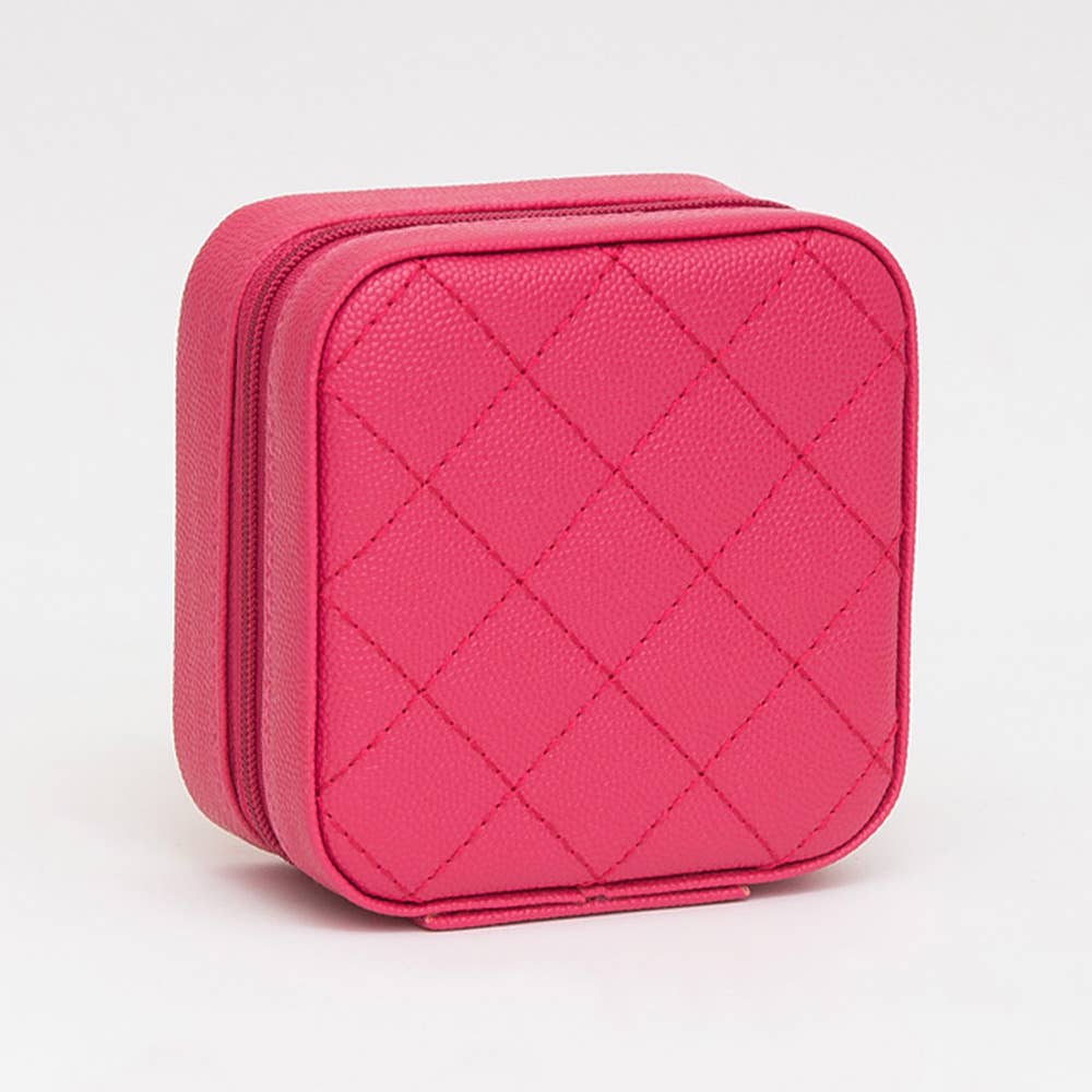 Faux Caviar Leather Portable Square Jewelry Box
: Gold