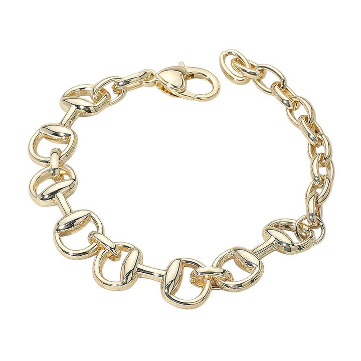 14K Gold Plated Horsebit Link Chain Bracelet