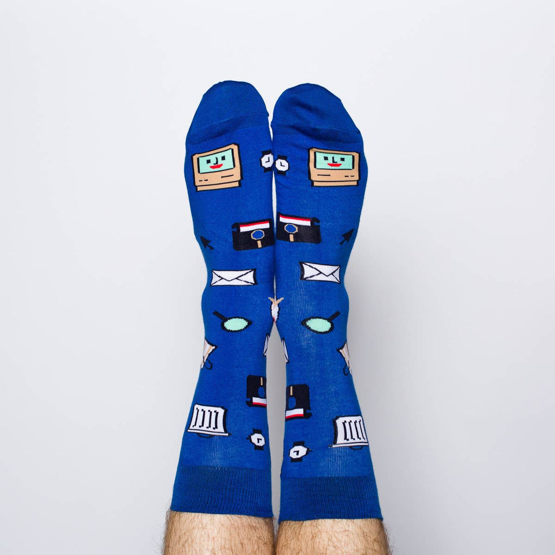 Computer Nerd - Large Crew Retro Socks - Techie Gift