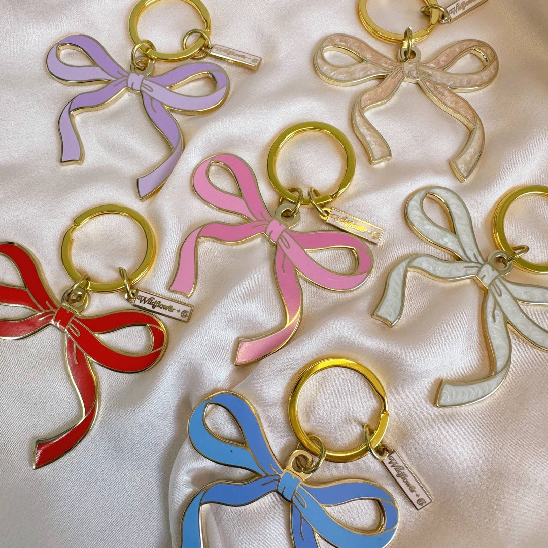 Bow Enamel Keychain- Red