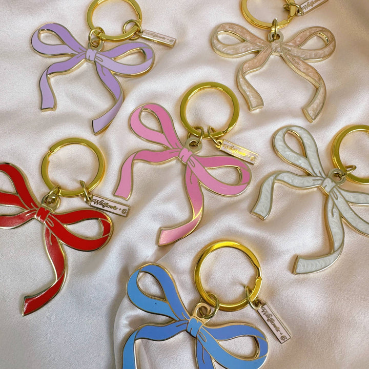 Bow Enamel Keychain- Red