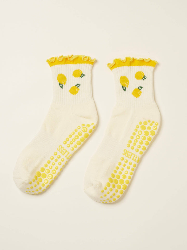 Lemon Ruffle Grip Sock