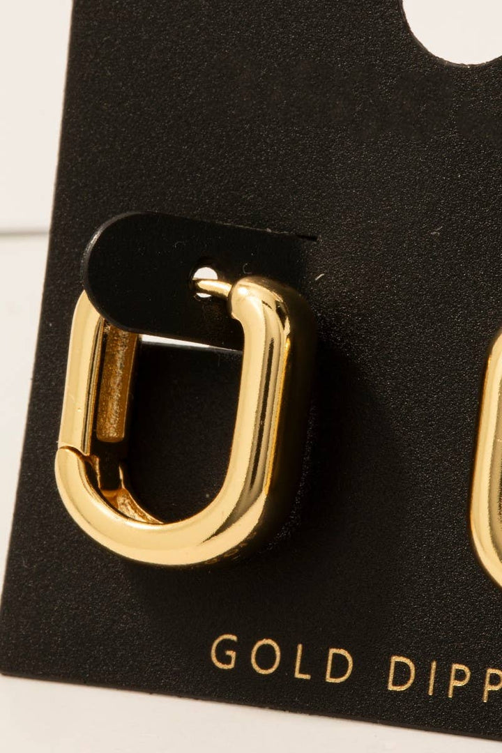 Gold Dipped Oval Hinge Hoop Earrings: GOLD