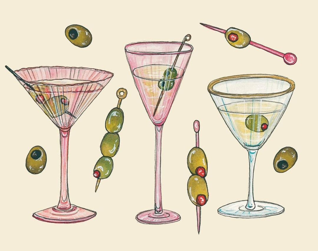 Pink Martini Cocktails Art Print: 11x14