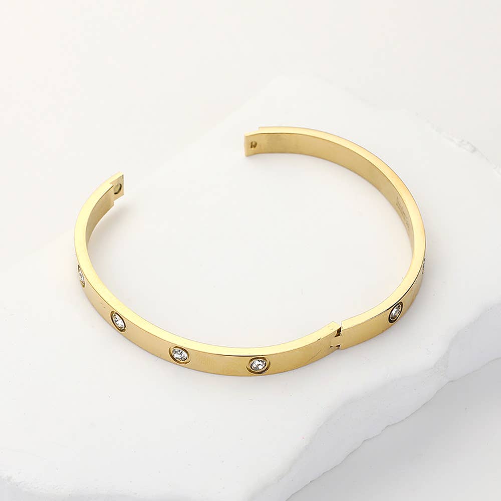 Stainless Steel Crystal Embellished Bangle Bracelet
: Silver