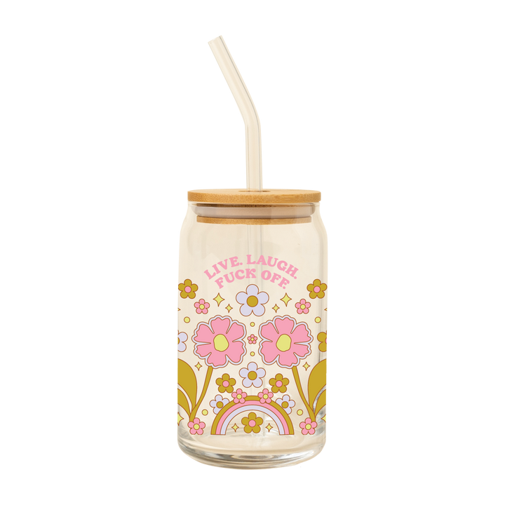 Can Glass w/Lid + Straw: Cutie Fruity