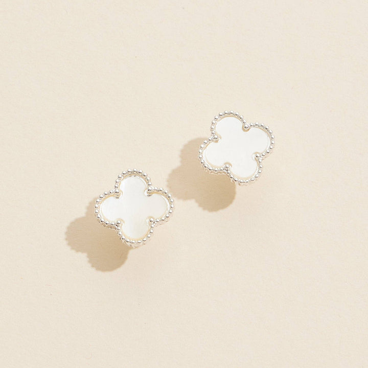 Enamel Quatrefoil Stud Earrings: GD / ONE