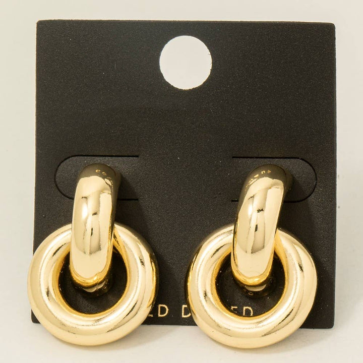 Gold Dipped Simple Door Knocker Drop Earrings: GOLD