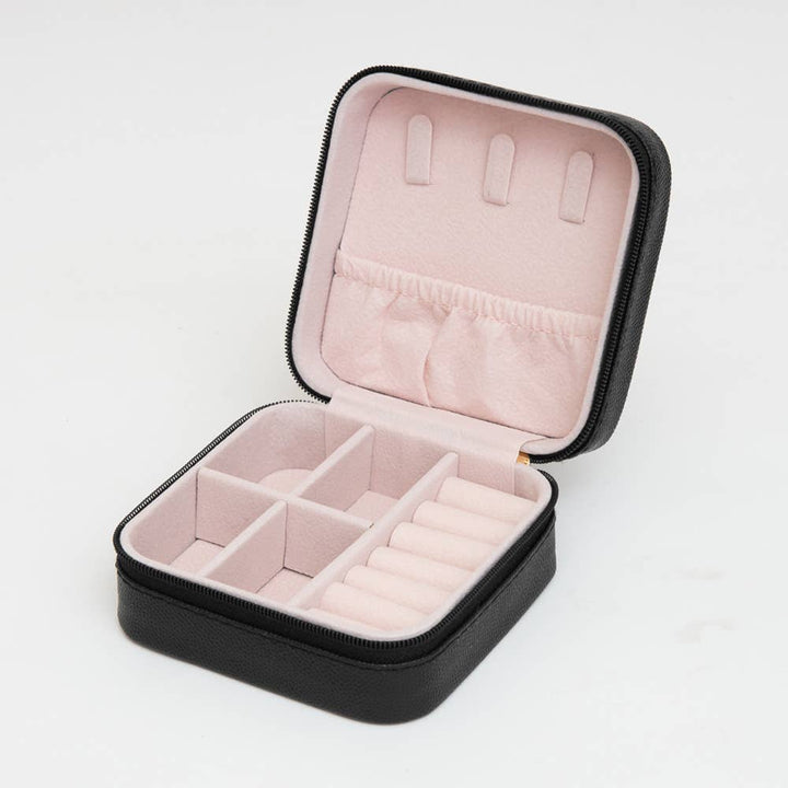 Faux Caviar Leather Portable Square Jewelry Box
: Gold