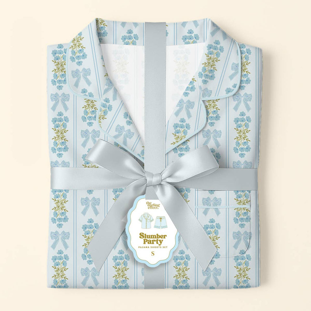 Slumber Party Pajama Shorts Set–Oh So Fancy Blue
