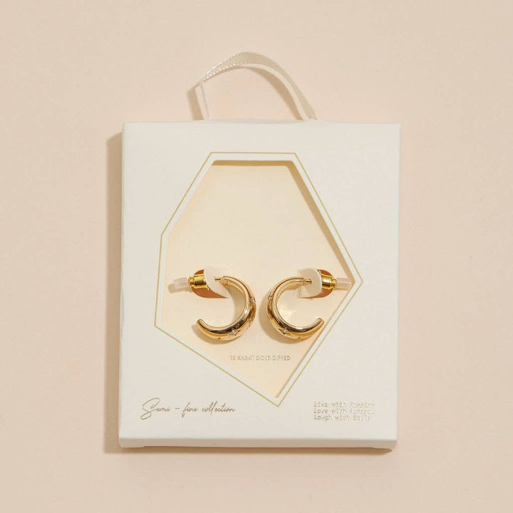 CZ Northern Stars 18K Gold Dip Hoop Earrings: Gold / One / 4DE38062