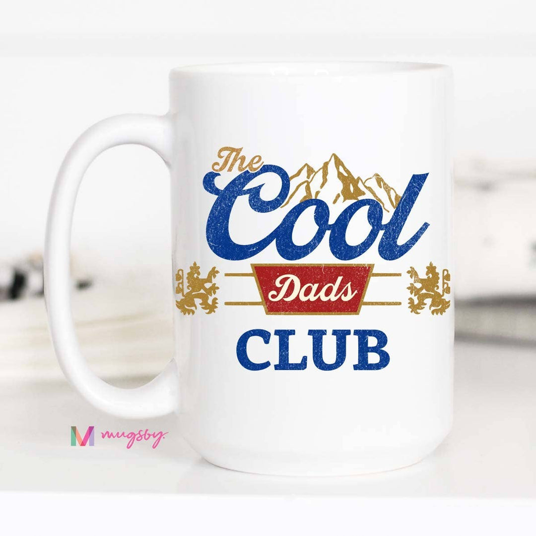 The Cool Dads Club Retro Funny Coffee Mug: Black Rim and Handle / 11oz