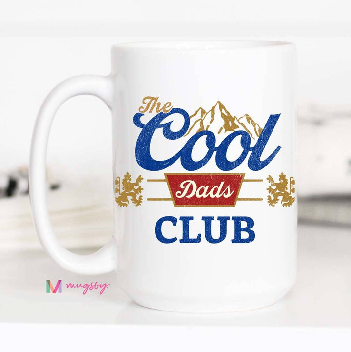 The Cool Dads Club Retro Funny Coffee Mug: Black Rim and Handle / 11oz