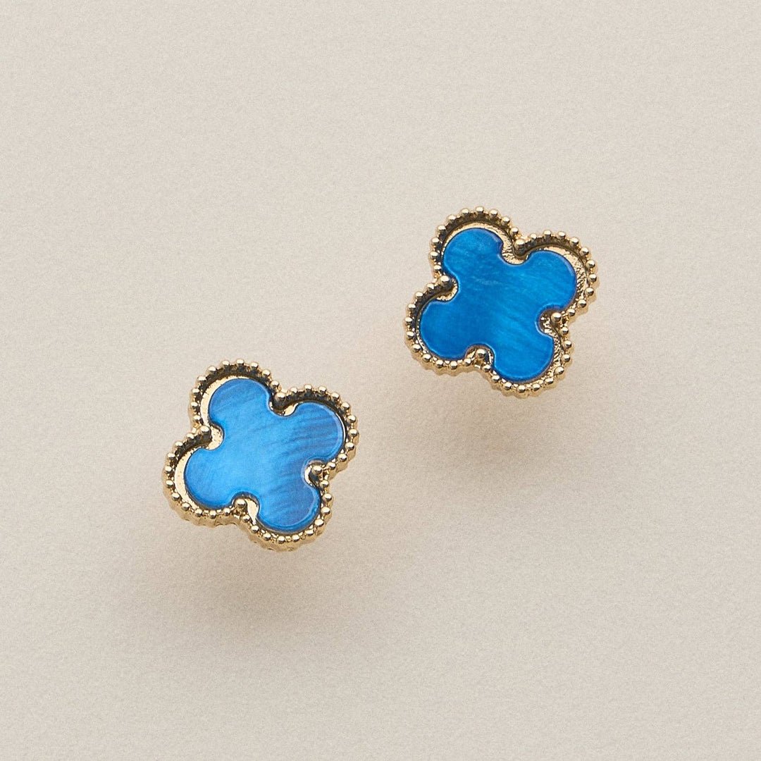 Enamel Quatrefoil Stud Earrings: GD / ONE