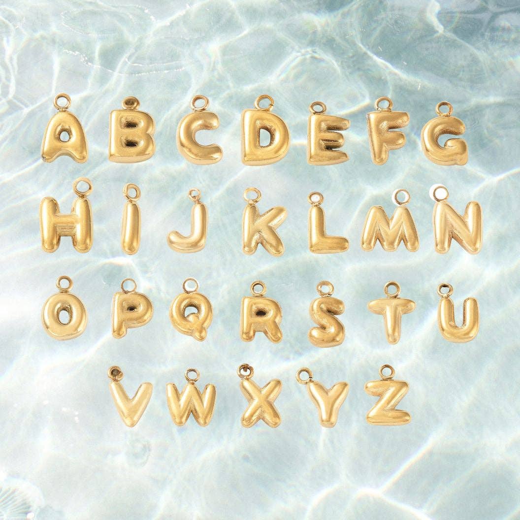 Gold Micro Letters  | Waterproof Stainless Steel: K