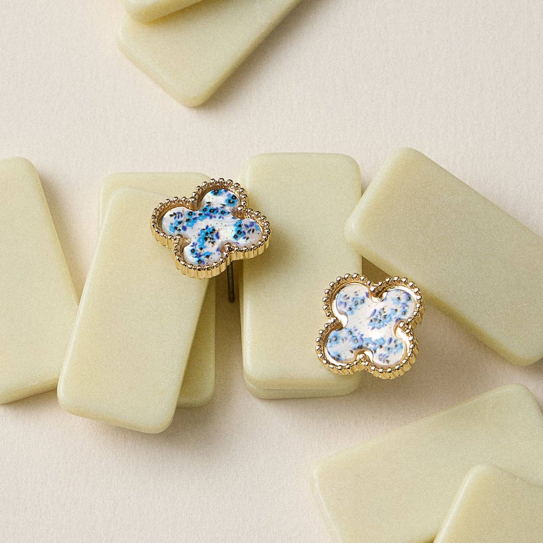Enamel Quatrefoil Stud Earrings: GD / ONE
