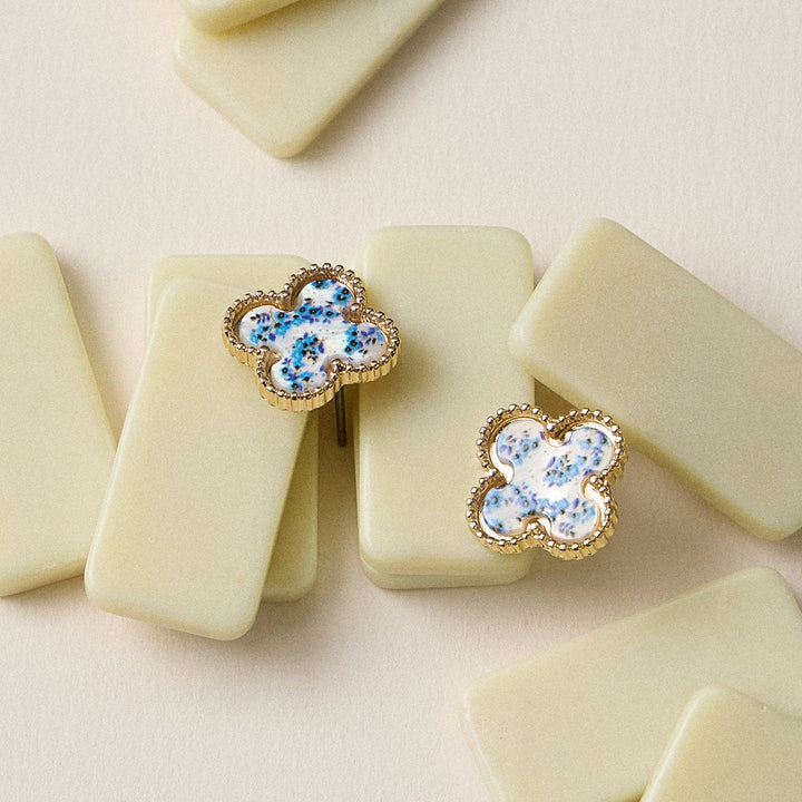 Enamel Quatrefoil Stud Earrings: GD / ONE