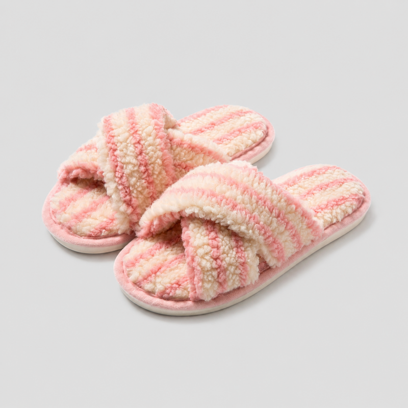 Cross Band Slippers: Pink 5-6