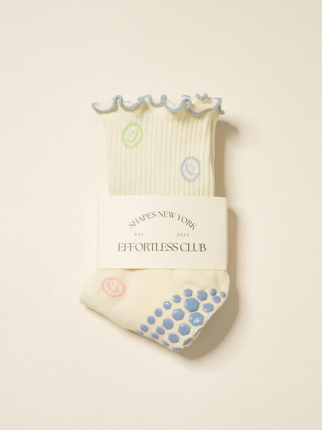 Smiley Face Ruffle Grip Sock