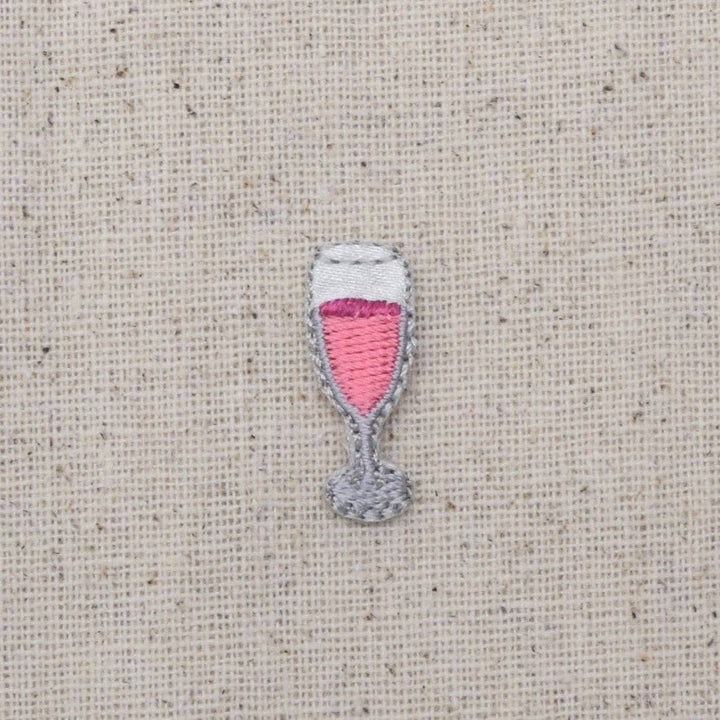 Mini/Small - Pink Champagne - Drink Glass - Iron on Applique/Embroidered Patch WA62