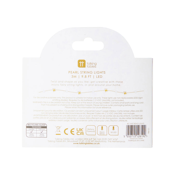 White Bead String Lights | 10ft | Table Decoration |