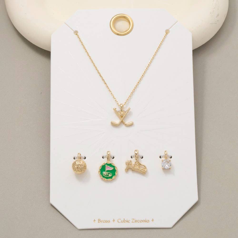 Assorted Five Piece Golf Charms Necklace: G