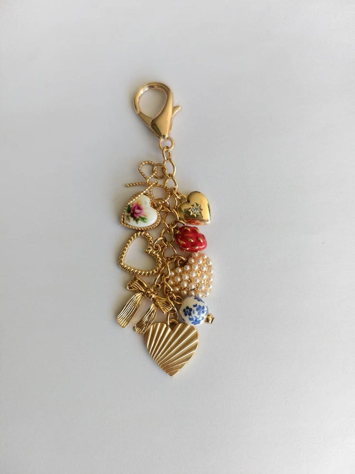 Porcelain Pearl Strawberry Bag Charm