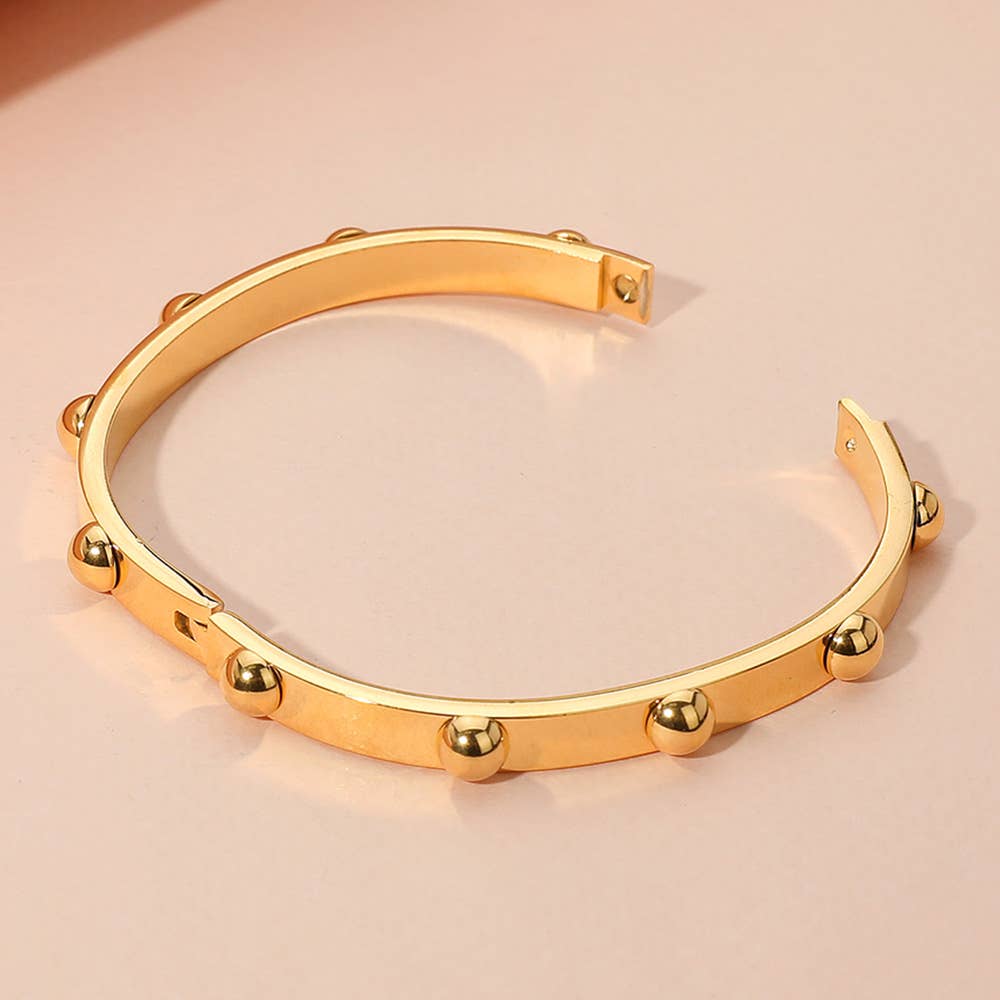 Bubble Hinged Bangle Bracelet: Yellow Gold