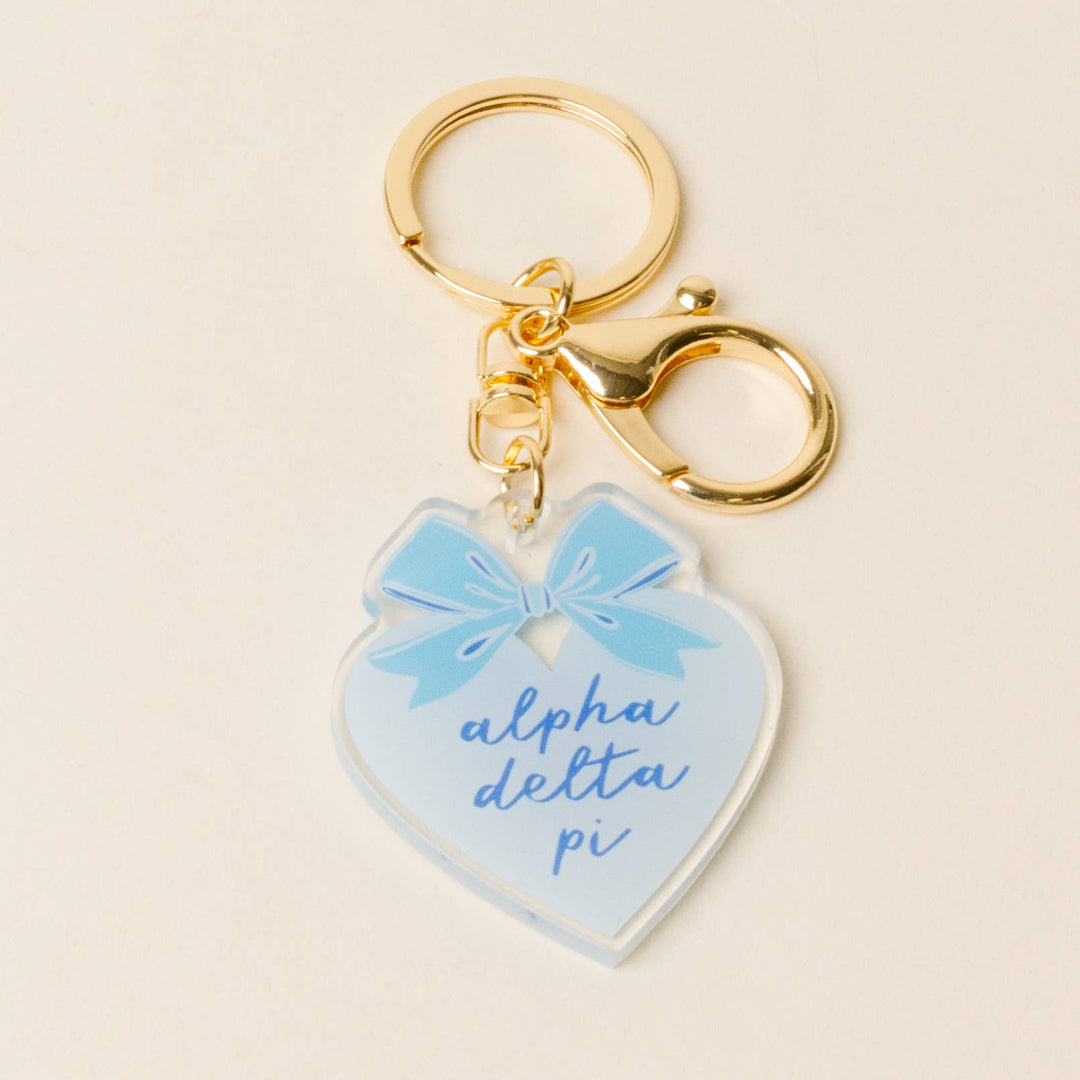 Sorority Sweetheart Bow Acrylic Keychain - 19 Chapters: Delta Delta Delta