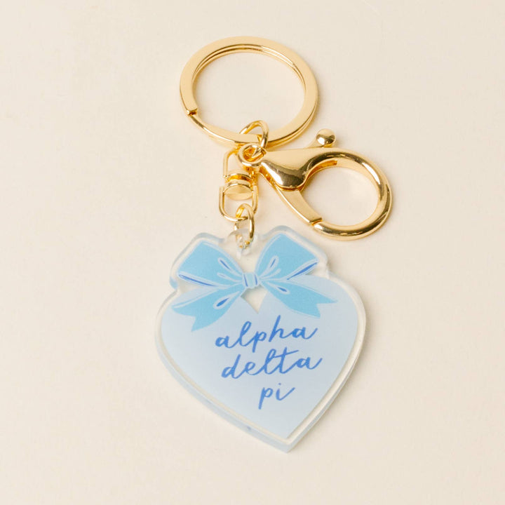 Sorority Sweetheart Bow Acrylic Keychain - 19 Chapters: Delta Delta Delta