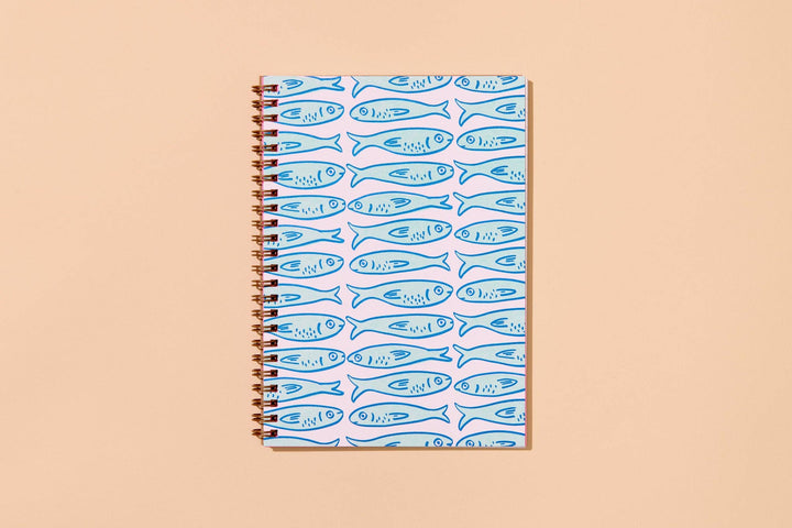 Sardines A5 Lettepress Spiral Notebook - Fathers Day Gift Mothers Day Spring Easter