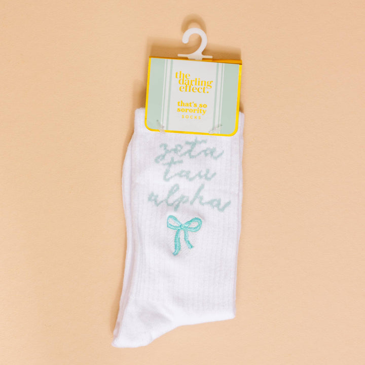 Sorority Embroidered Crew Socks: Chi Omega
