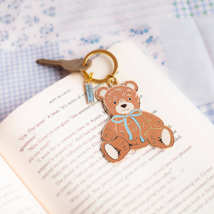 Bow Teddy Bear Enamel Keychain