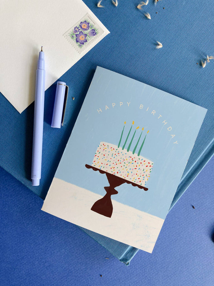 Cake Stand - Colorful Cake Birthday Card