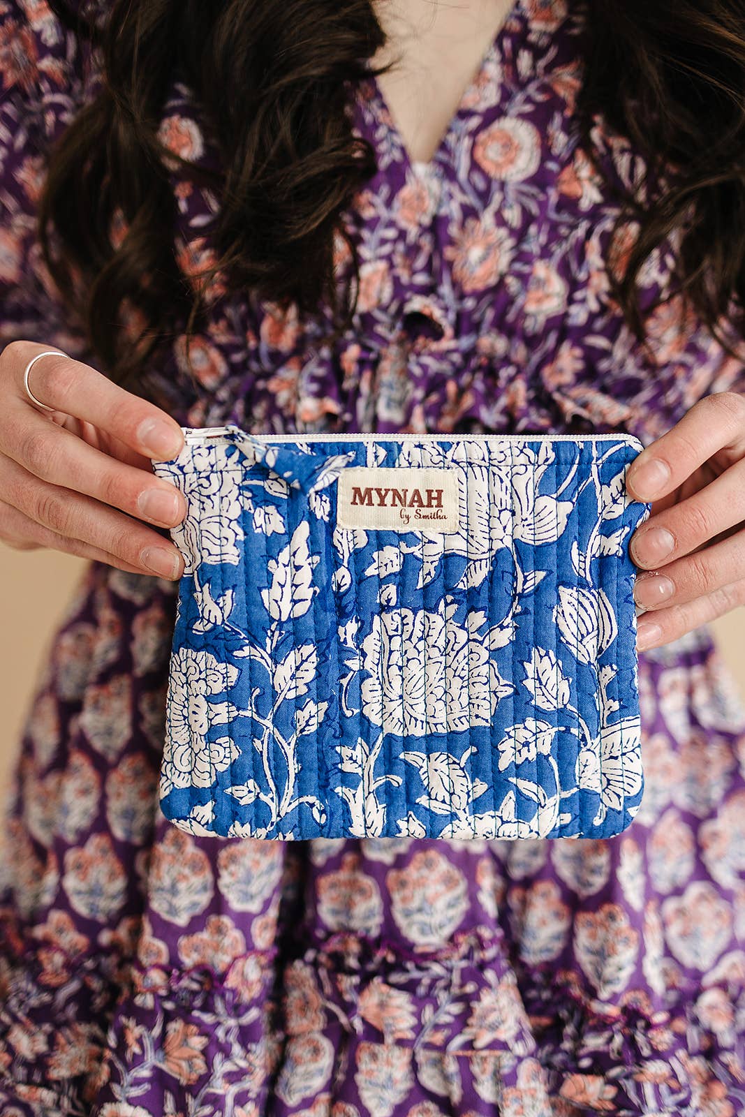 'Porcelain' quilted coin pouch by Pink Moon Mercantile
