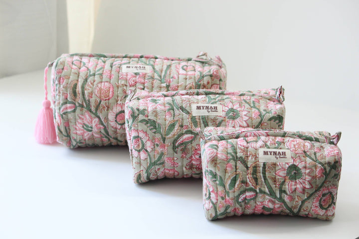 Pistachio Lotus Cosmetic Bag
