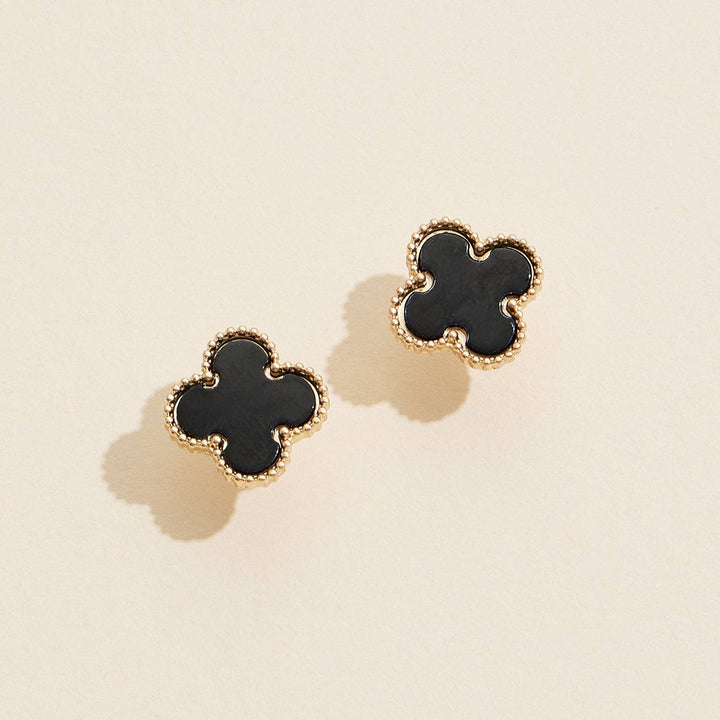 Enamel Quatrefoil Stud Earrings: GD / ONE