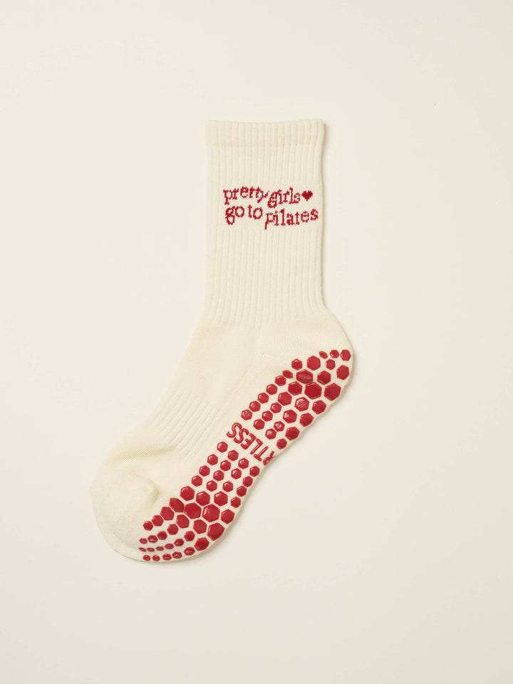 Pilates Girl Grip Sock: Red