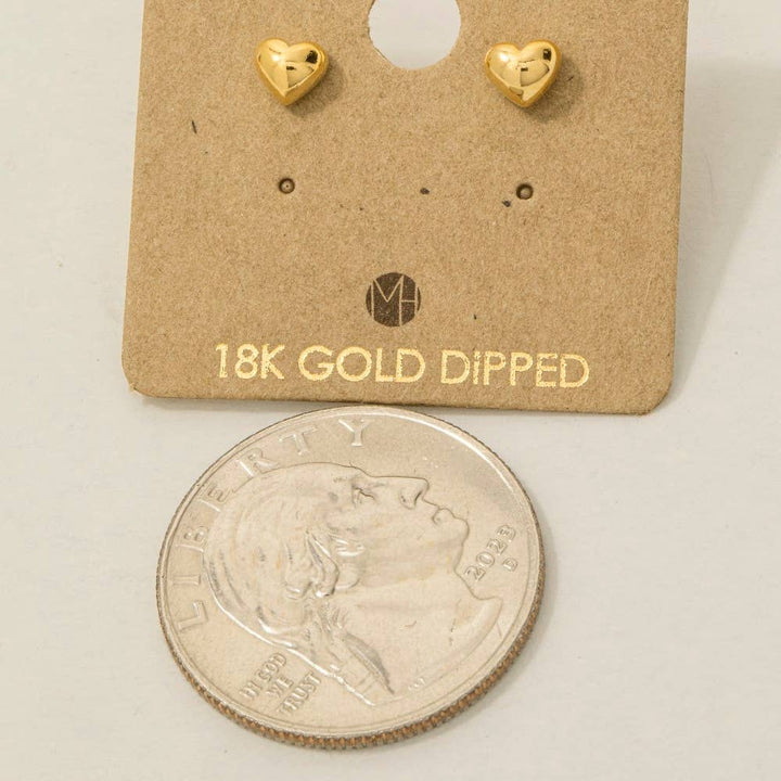 Gold Dipped Mini Heart Stud Earrings: S