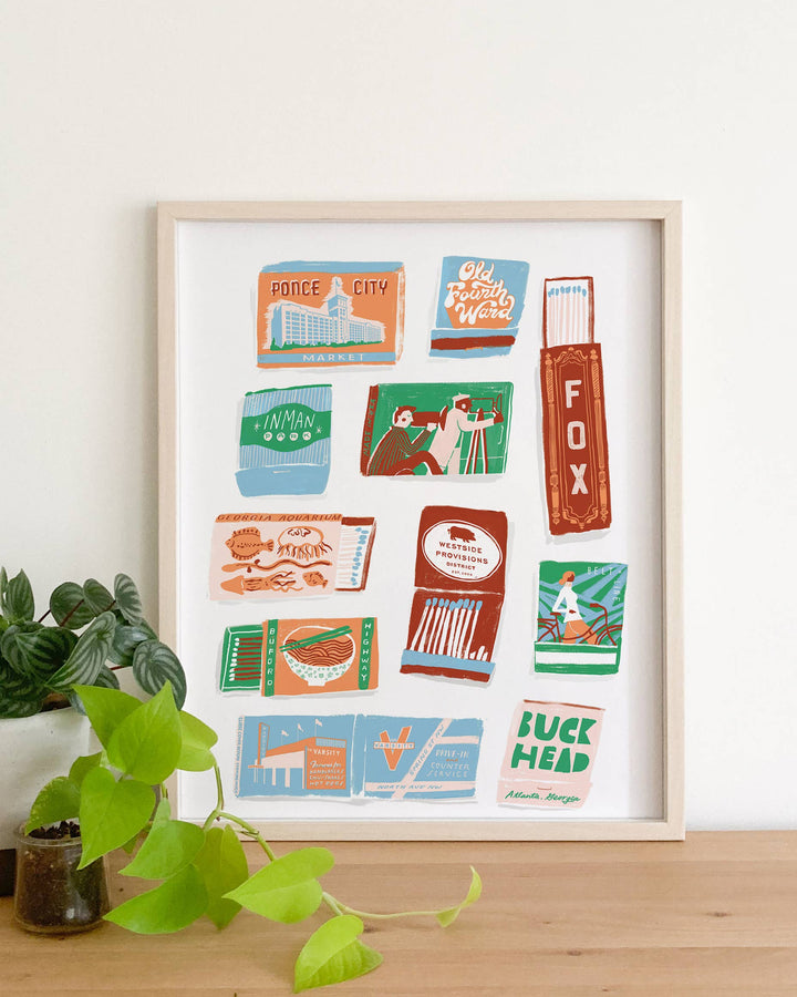 Atlanta Matchbook Print - Timeless City Wall Art Print: 8 x 10 inches